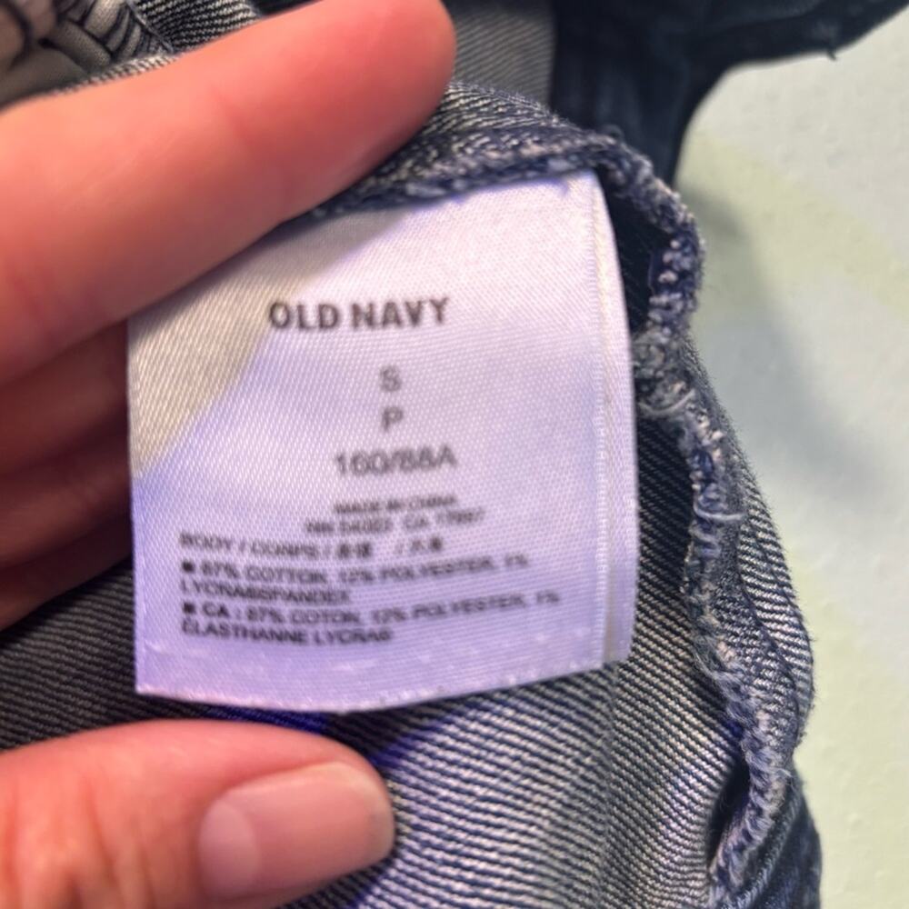 Old Navy Juniors Blue Denim Hooded Jacket with Gray Sleeves Size Small - Picture 3 of 7